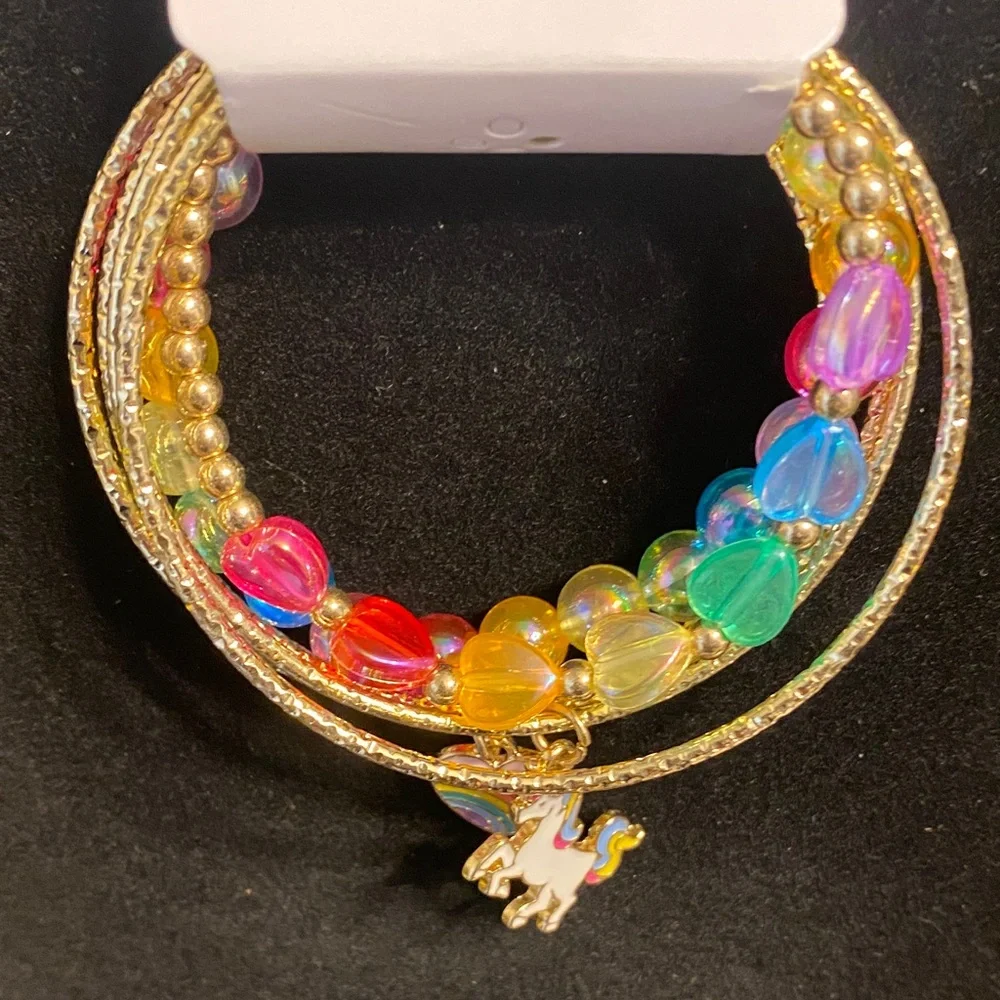 The Children’s Place Colorful Beaded Bracelet Set with Unicorn Charm